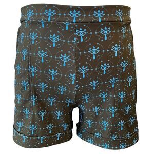 NWT BlackMilk Zelda Sheikah Eye Print Shorts XL Black Blue High Waisted EUC